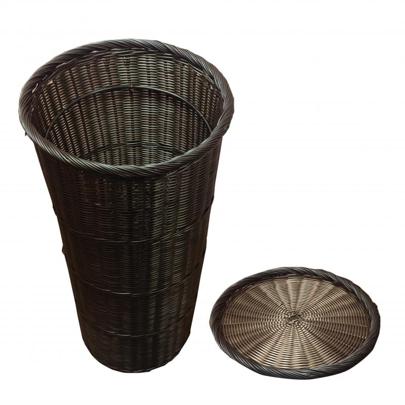 Round Brown Tapered Basket with Round Tray